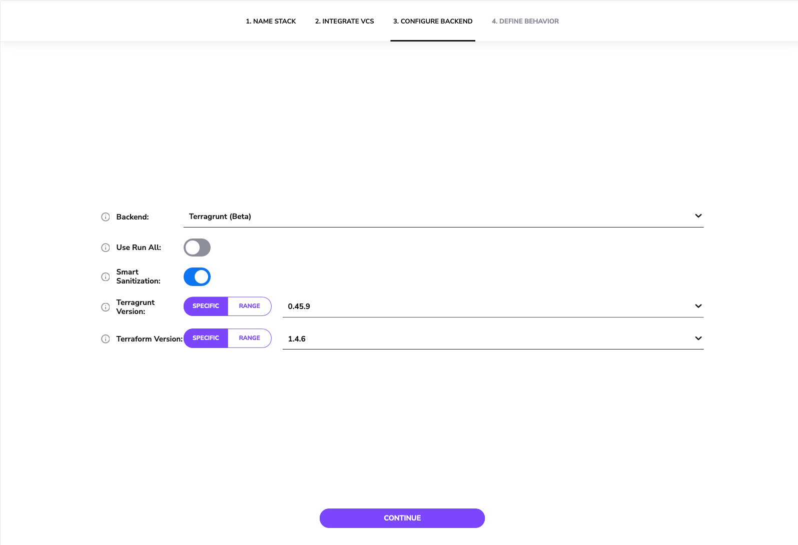 Stack Creation - Connecting to VCS