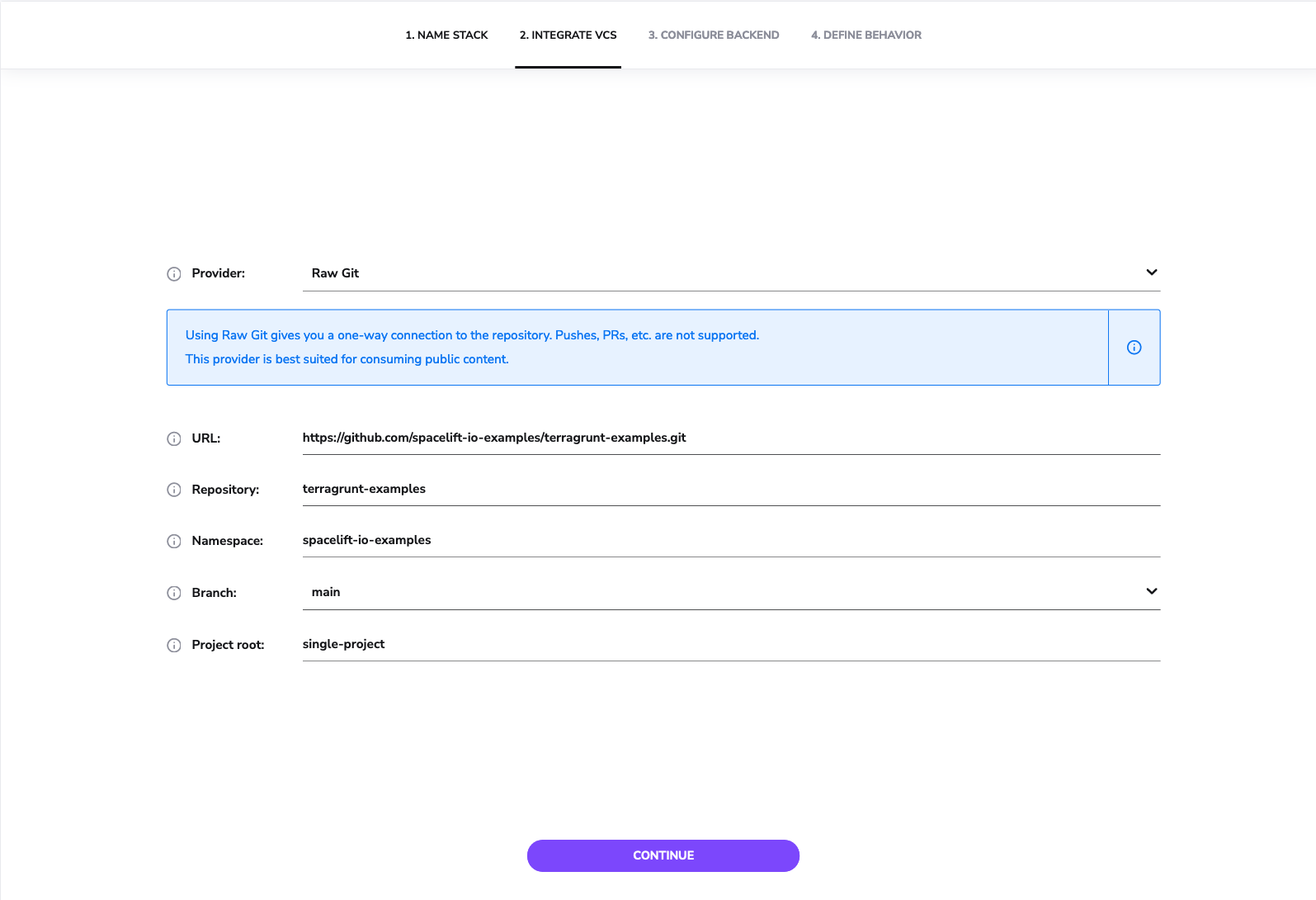 Stack Creation - Connecting to VCS